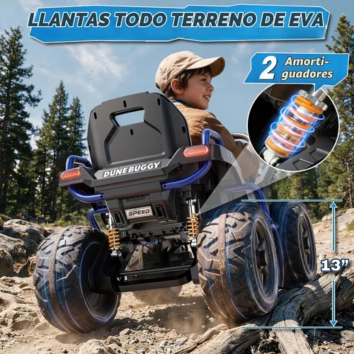 Vista 5 de AceCruisers Juguetes de paseo de 24 V para niños de 3 a 8 años con marco de Azul