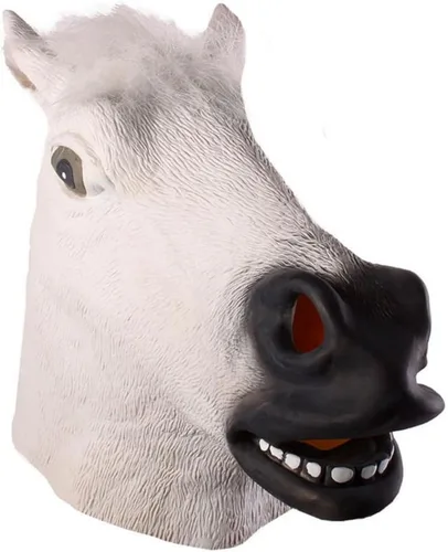 Vista 8 de Ibluelover Máscara de cabeza de caballo para adultos, máscara de vinilo
