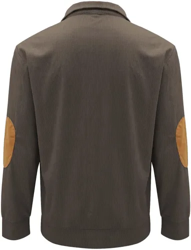 Vista 3 de Sudadera de pana para hombre, de manga larga, con botones, estilo casual, a la moda, lisa, para otoño, térmica