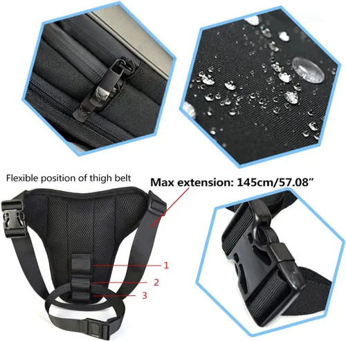 Vista 4 de Riñonera para muslo, unisex, impermeable, con extensor para correr, ciclismo, motociclismo, senderismo, Gris