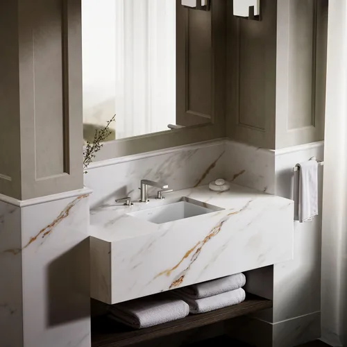 Vista 4 de KOHLER 2882-0 Verticyl Lavabo de baño rectangular de montaje inferior, 19 3/4", Blanco