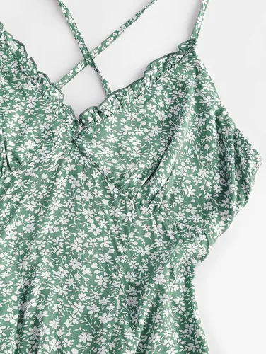 Vista 4 de ZAFUL Vestido de playa sin mangas para mujer con tirantes de espagueti.
