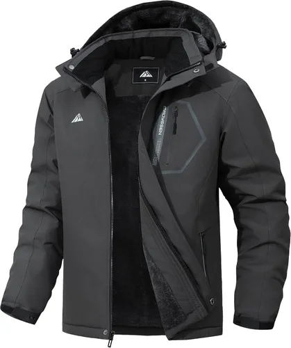 Vista 7 de Chaqueta de esquí impermeable y resistente al viento para hombre, abrigo de invierno con múltiples bolsillos, adecuada para el exterior