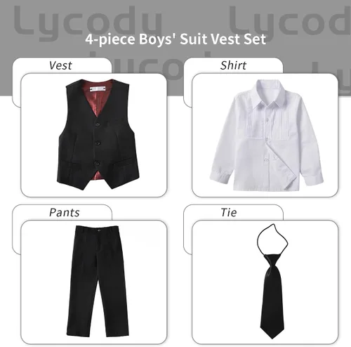 Vista 55 de Conjunto de chaleco para niños, trajes formales, trajes de boda, ropa de vestir
