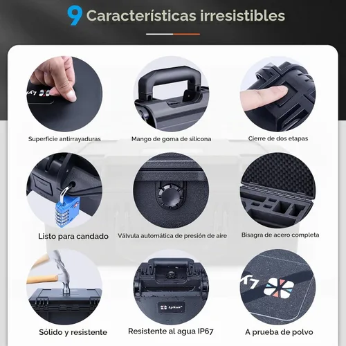 Vista 5 de Lykus Titan AM110 - Carcasa rígida impermeable para Potensic Atom 2 y PTD 1 RC, soporta hasta 7 baterías (solo funda)