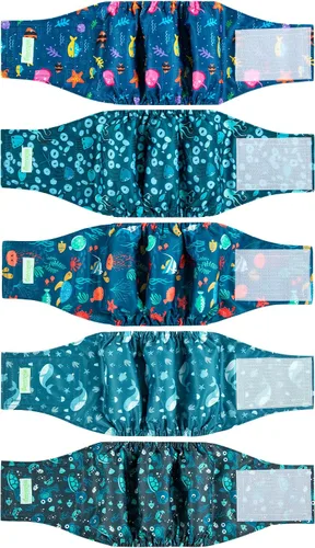 Vista 17 de wegreeco Pañales para perros pequeños machos, bandas reutilizables para el vientre para perros machos, pañales lavables para cachorros machos
