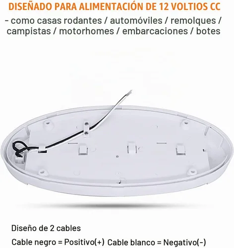 Vista 4 de Facon Luz interior LED brillante de 12 V con interruptor, longitud: 9-1/4 pulgadas, DDS01-608, lámpara de techo ovalada para montaje en superficie