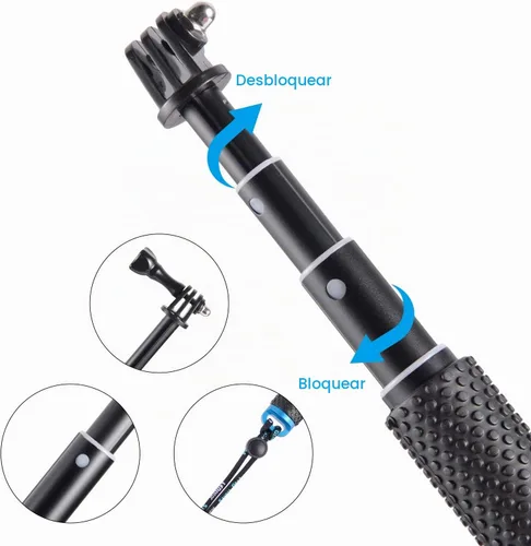 Vista 6 de Extensión corta de 19 pulgadas, mango compacto, mango compacto, ajustable, impermeable, monopié compatible con GoPro Hero 13, 12, 11, 10, 9, 8, 7