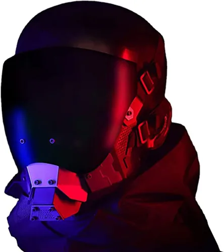 Vista 3 de JAUPTO Máscara Cyber Punk para cosplay, máscara genial, máscara Techwear, decoraciones de Halloween, para fiestas y festivales de música