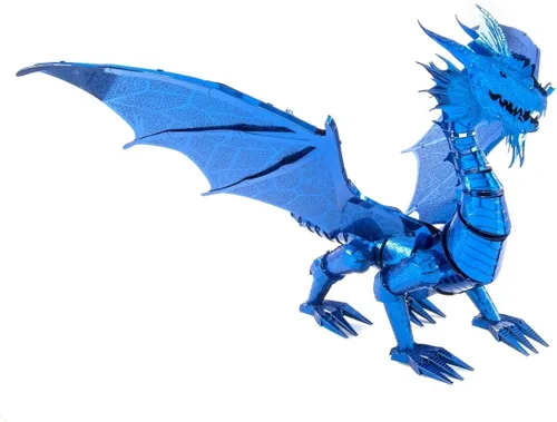Vista 7 de Metal Earth Fascinations Premium Series Blue Dragon 3D Kit de modelo de metal con pinzas