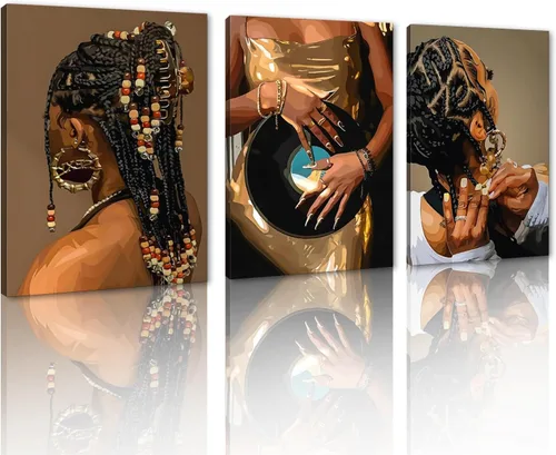 Vista 70 de MAMAGO Lienzo decorativo para pared, pintura de belleza dorada y negra, fotos de mujeres africanas, hermosos pósteres de mujer negra, impresiones