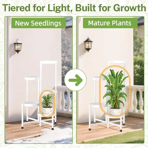 Vista 7 de iDavosic.ly Soporte para plantas para interiores y exteriores, estante esquinero de metal de 5 niveles, estante alto plegable para orquídeas