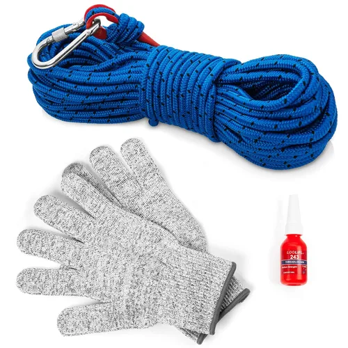 Vista 6 de LORESO - Kit de pesca con imán con estuche, kit completo de pesca con imán de doble cara 880 libras, una cara 550 libras, cuerda + mosquetón