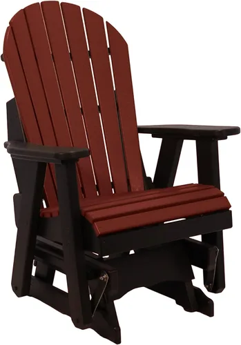 Vista 51 de Silla mecedora Aruba Adirondack de 2 pies, fabricada en Amish, madera de polietileno para exteriores, accesorios de acero inoxidable, fabricada