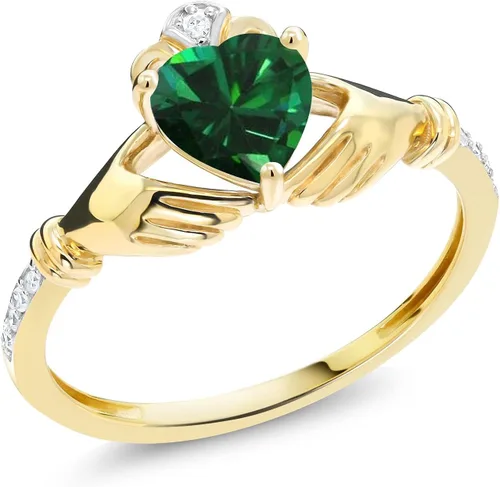 Vista 22 de Gem Stone King Anillo de compromiso claddagh celta irlandés de oro amarillo de 10 quilates con piedra preciosa en forma de corazón de 0.236 in