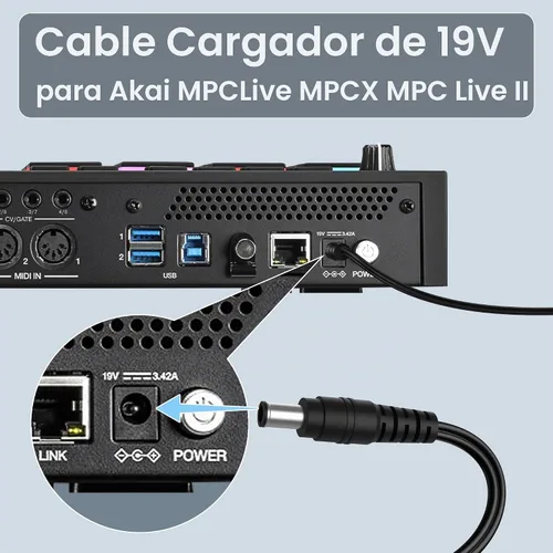 Vista 4 de Cargador adaptador de corriente de 19V AC/DC para Akai Professional MPC