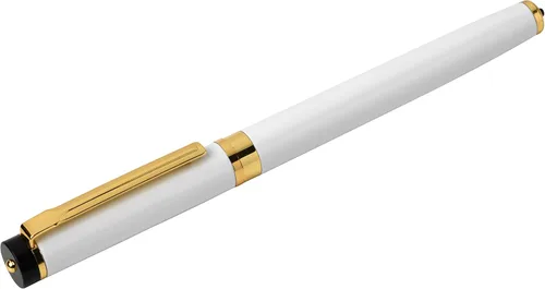 Vista 3 de Dryden Designs Pluma estilográfica. Caja premium de punta mediana 6 cartuchos de tinta incluidos (blanco perla)