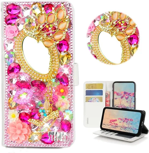 Vista 8 de Funda para iPod Touch - Elegante - 3D hecha a mano Bling Crystal Cherry Pineapple Floral Labios Diseño Cartera Magnética Ranuras para tarjetas