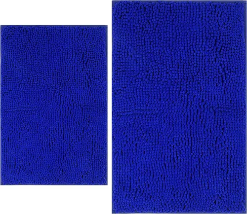 Vista 42 de Juegos de alfombras de baño de 2 piezas, alfombra de baño de felpilla extra suave ultra absorbente, alfombra de baño con base antideslizante de PVC