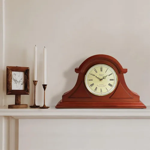 Vista 8 de Bedford Clock Collection Reloj de repisa de cereza caoba con campanillas
