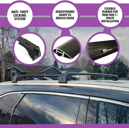 Vista 4 de ERKUL Barras transversales de techo para Ford Edge 2015-2024 Barras transversales de aluminio con bloqueo antirrobo para techo Compatible