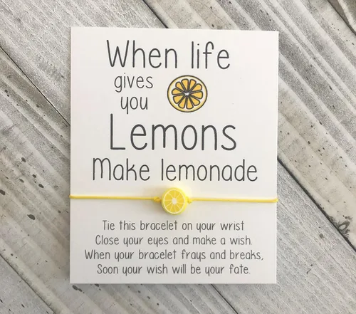 Vista 2 de Pulsera de deseos de limón Cuando la vida te da limones haz limonada pulsera de deseos