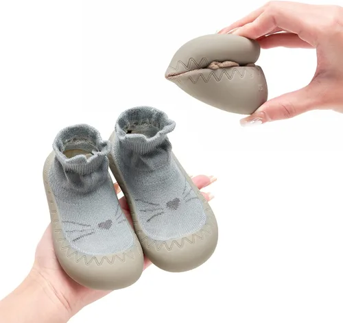 Vista 4 de Baby Sock Shoes Toddler Cartoon Rubber Sole Soft Non Slip Floor Slipper for Infant Boys Girls First Walking Indoor Baby Shoes
