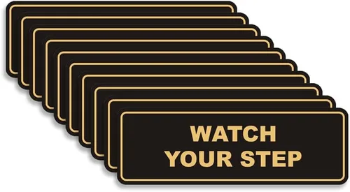 Vista 37 de Signs ByLITA Letrero estándar para pared o puerta con texto en inglés «Watch Your Step», señalización de salud y seguridad (negro), mediano