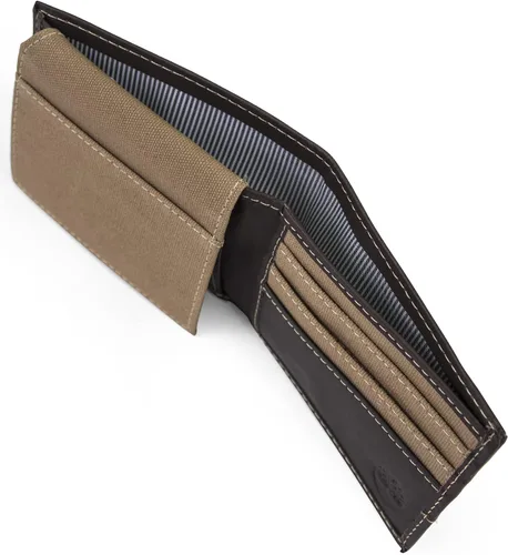 Vista 4 de Timberland Baseline - Cartera de lona de cuero para hombre con bolsillo abatible adjunto