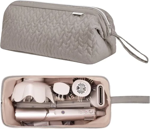 Vista 18 de KarSyon Shark Flex Style Funda para Dyson Airwrap cepillo secador de pelo Revlon herramientas para el cabello, bolsa de viaje, estuche de Beige