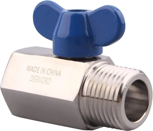 Vista 2 de DERNORD Válvula de bola de acero inoxidable Mini rosca NPT (1/2" hembra y macho)