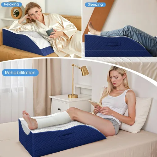 Vista 4 de TranquilRelax Almohada para piernas, almohada de elevación de piernas con almohadilla y espuma viscoelástica, almohada de altura ajustable