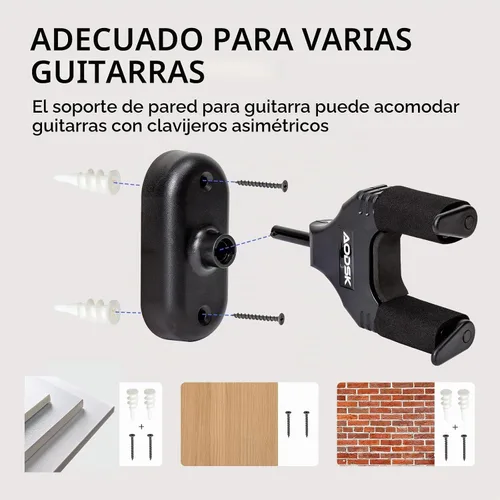 Vista 6 de AODSK Soporte de pared para guitarra, paquete de 3, ganchos de pared
