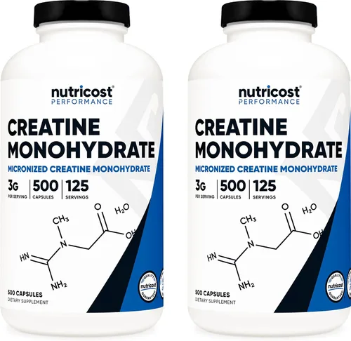 Vista 9 de Nutricost Monohidrato de creatina 3,000 mg, 180 cápsulas