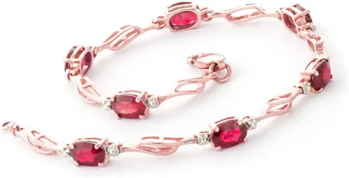 Vista 3 de Galaxy Gold GG Pulsera de tenis de oro rosa macizo de 14 quilates, diamante rubí de 4.21 quilates, Gema, Rubí