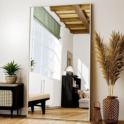Vista 17 de Easly - Espejo de longitud completa de 34 x 76 pulgadas con soporte, espejo grande rectangular de pie para dormitorio, sala de estar o armario, Negro
