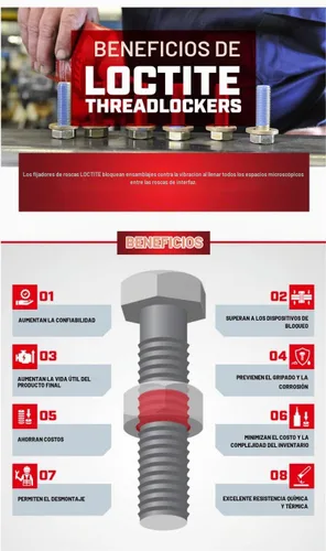 Vista 4 de Loctite 37701 Rojo fijador de roscas de alta resistencia - 9 g