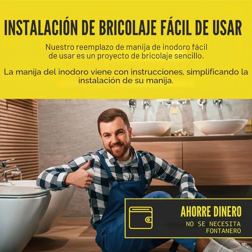 Vista 5 de Qualihome Kit de Reemplazo de Manija de Descarga de Inodoro - Manija Universal de Inodoro - Palanca de Descarga Duradera, Elegante y Fácil