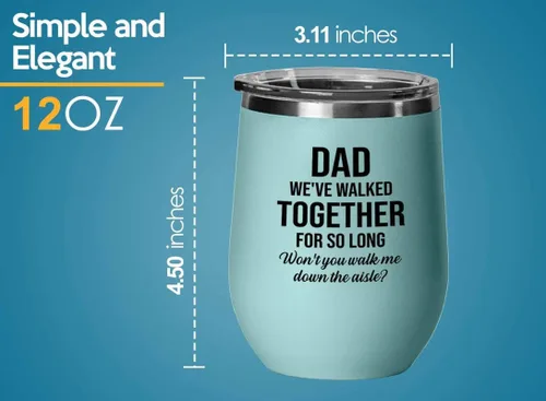 Vista 4 de Bride Proposal Teal Edition Vaso de vino de 12 onzas – Caminados juntos por tanto tiempo – Propuesta de regalo para papá, padrastro, abuelo, padre