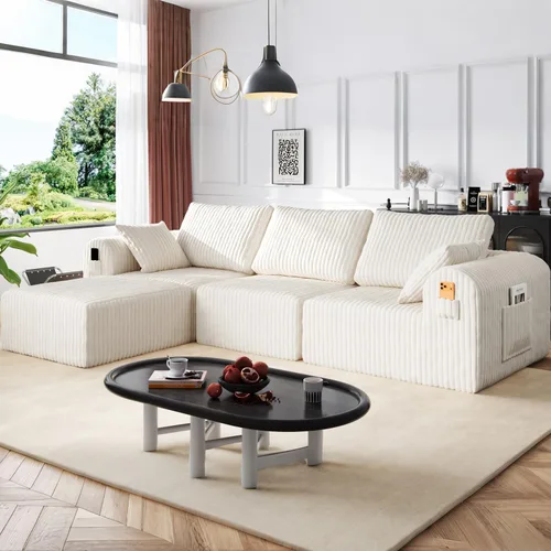 Vista 7 de Sofás modulares de pana otomana de 28.74 pulgadas para sala de estar, taburetes de sofá sin hueso, no requiere montaje, sofá profundo en una caja