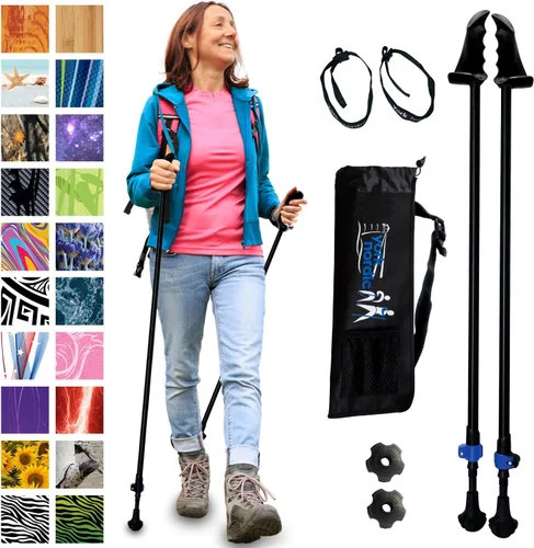 Vista 32 de York Nordic Motivator - Bastones de caminata para equilibrio y rehabilitación - Agarres de estabilidad patentados - Ligeros, ajustables y plegables
