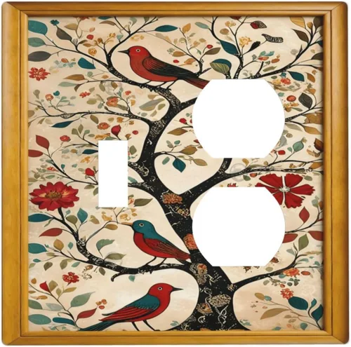 Vista 112 de Cubiertas de Interruptor de Luz Artísticas Decorativas Boho Figura Abstracta Interruptor de Pared Único Placa de Interruptor Decorativo Placa