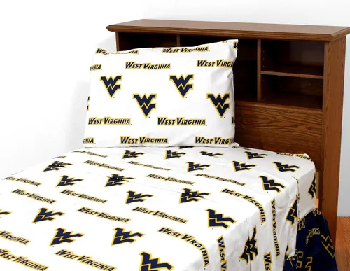 Vista 8 de College Covers Everything Comfy West Virginia Mountaineers - Juego de sábanas de 3 piezas, tamaño individual, fondo del color del equipo, 1 sábana