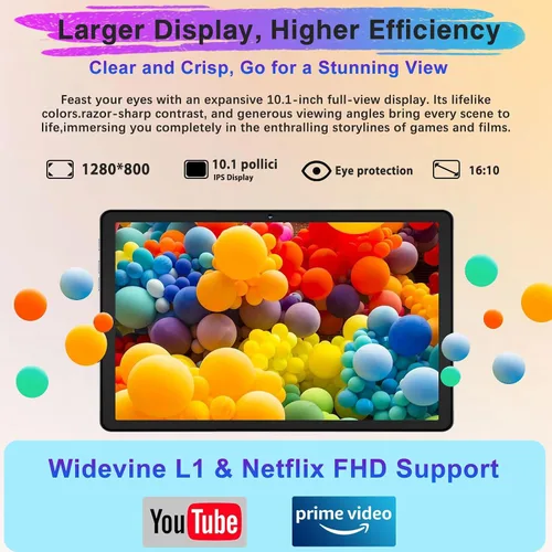 Vista 6 de 2025 Tablet Android 14 de 10 pulgadas, 22 GB RAM + 128 GB ROM/1 TB de expansión, batería de 8000 mAh, Octa-Core, pantalla IPS HD de 1280 * 800