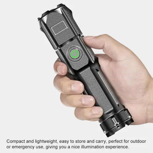 Vista 4 de Lixada Linterna LED recargable mini linterna de mano con zoom de alta luz de campamento con 3 modos de luz para emergencia y uso al aire libre