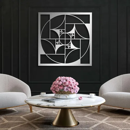 Vista 6 de Decoración de pared de metal, proporción dorada, decoración de pared en espiral Fibonacci, arte de pared geométrico, arte de pared de metal, espiral