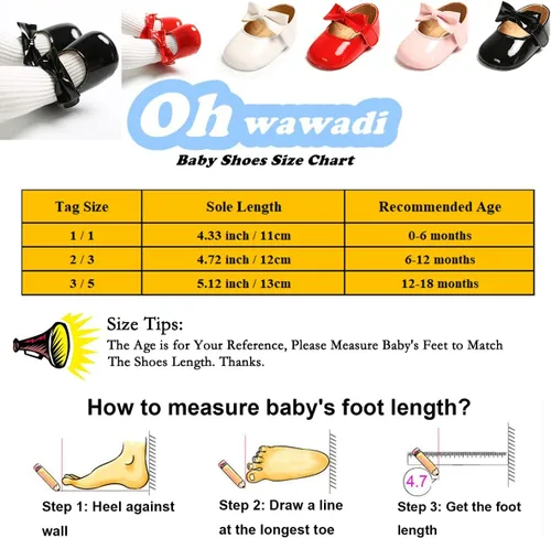 Vista 5 de Ohwawadi Zapatos de bebé para niña, zapatos planos Mary Jane de princesa para vestido de boda, zapatos de cuna para recién nacidos, bebés, bebés