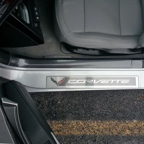 Vista 3 de Corvette - Protectores transparentes para umbral de puerta: C7 Stingray, Z51, Z06 (transparente)