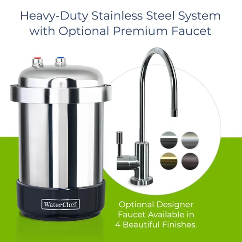 Vista 4 de WaterChef U8500 Premium - Sistema de filtración de agua debajo del fregadero y grifo de la serie Designer (níquel cepillado), certificado NSF/ANSI