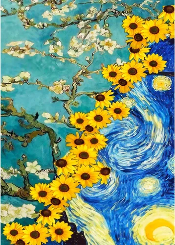 Vista 17 de VeGuude Kits de Pintura de Diamantes para Adultos, Paquete de 6 Kits de Arte de Diamantes Noche Estrellada de Van Gogh, Manualidades DIY de Taladro